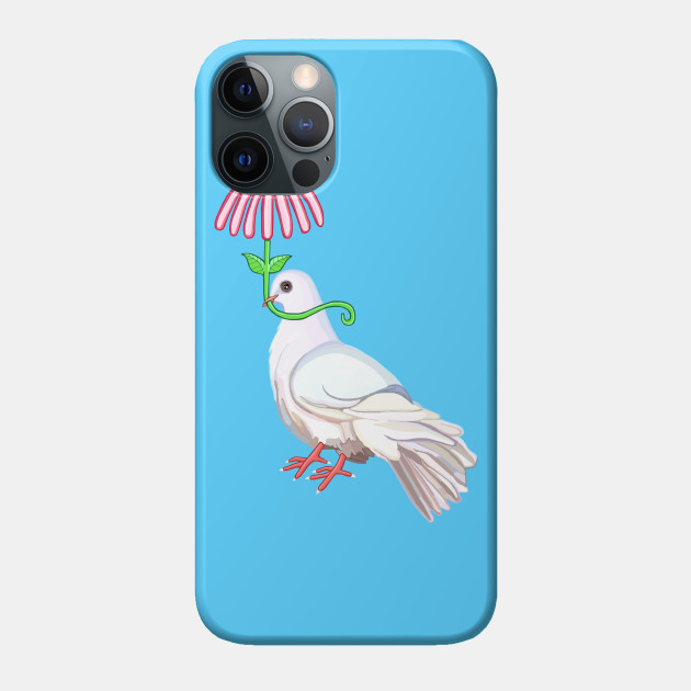 Dove with Flower Umbrella - Dove - Phone Case