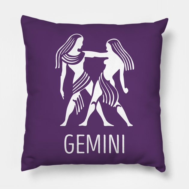 Astrological Zodiac Tee Shirts - Gemini the Twins Pillow by Nonstop Shirts