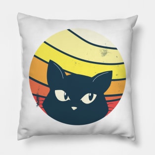 Black Cat Kitten Vintage Retro Aesthetic Vibes Animal Pillow