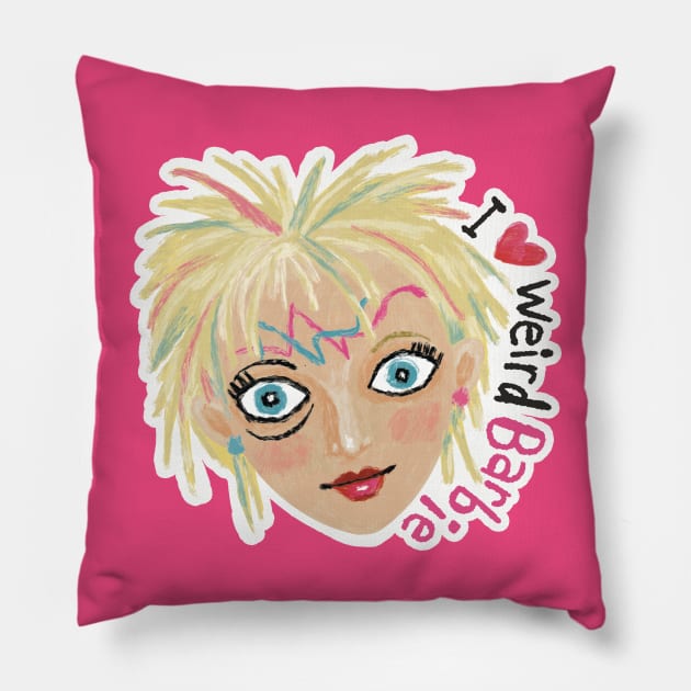 I Love Weird Barbie Pillow by JCPhillipps