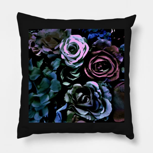 DARK FLORAL ROSES HYDRANGEAS POSTER PRINT Pillow by jacquline8689