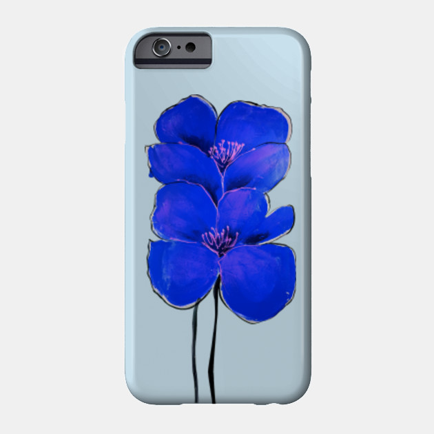 Poppies Acrylic Painting Blue Spring Poppies Phone Case