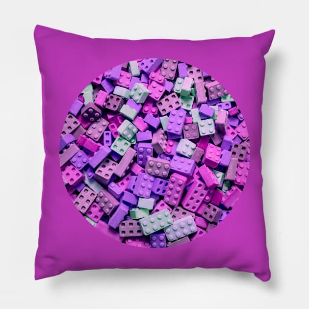 Purple and Pink Colorful Candy Building Blocks and Bricks Photograph Pillow by love-fi