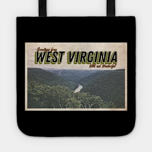 Greetings from West Virginia - Vintage Travel Postcard Design Tote