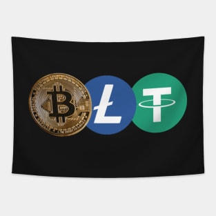 Bitcoin, Litecoin and Tether sticker! BLT crypto Tapestry