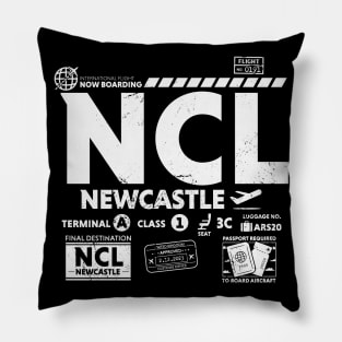 Vintage Newcastle NCL Airport Code Travel Day Retro Travel Tag UK Pillow