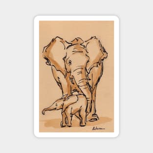 Little One: Mama & Baby Elephant Watercolor Painting #10 Magnet