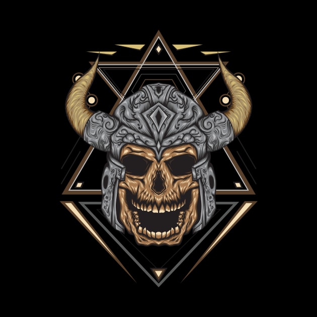 Illustration of Viking skull with sacred geometry by AGORA studio