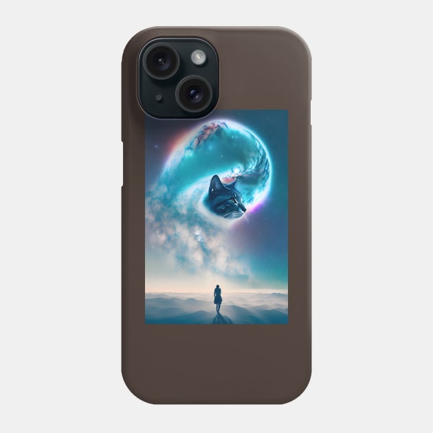 Galaxy Cat Double Exposure - Modern Digital Art Phone Case by Ai-michiart