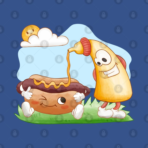 Funny Hotdog And Mustard by Mako Design 