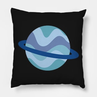 blue wavy planet sticker Pillow