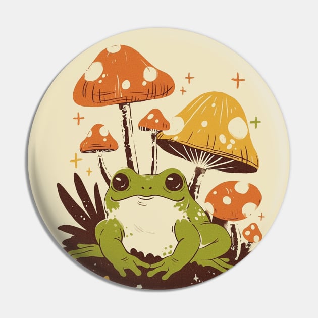 Cute Frog and Mushroom Garden Pin by Trippycollage