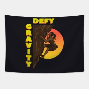 Defy Gravity Climbing Bouldering Gift Tapestry