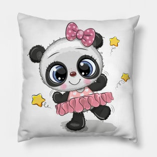 Cute panda in a dress Pillow