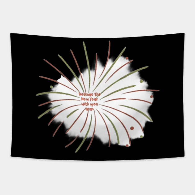 Welcome the New Year with open arms Tapestry by HALLSHOP