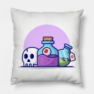 Skull And Poison Cartoon Vector Icon Illustration Pillow