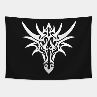 Tribal Dragon - White Tapestry