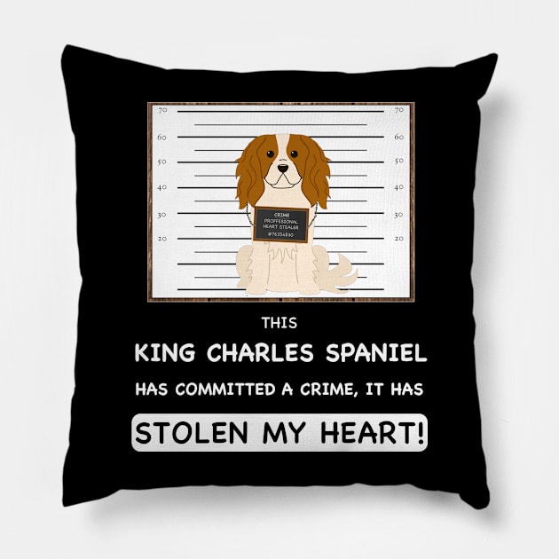 King Charles Spaniel Mugshot - Gift For Mother of King Charles Spaniel Dog Breed Pillow by HarrietsDogGifts