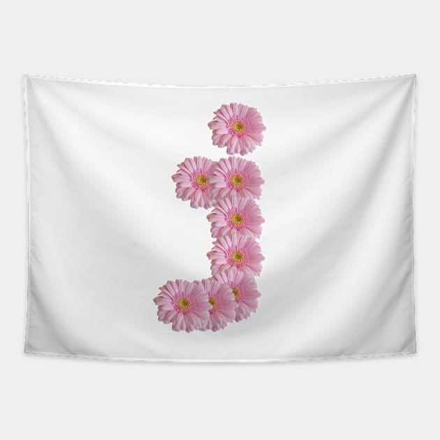 Letter j Pink Gerbera Daisy Tapestry by ellenhenryart