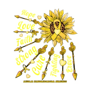 Alveolar Rhabdomyosarcoma Awareness - Sunflower leopard faith love fight T-Shirt