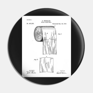 Toilet Paper Patent - Bathroom Art - Black And White Pin