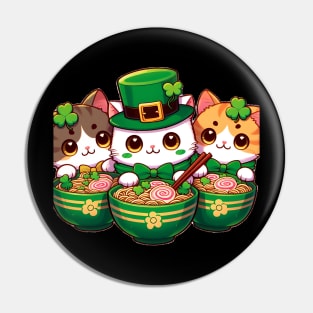 Irish Ramen Cats Cute Anime St Patrick's Day Women Girls Pin