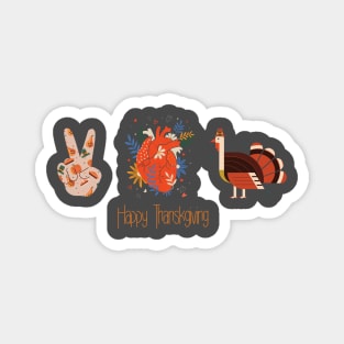 peace love Thanksgiving Turkey Happy pattern Magnet