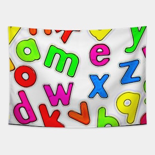 Jumbled up Multi Coloured Letters Tapestry