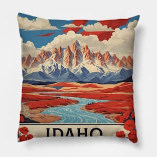 Idaho United States of America Tourism Vintage Poster Pillow