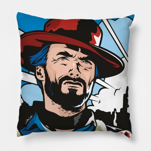 Clint Eastwood Pillow by Jamie Lee Art