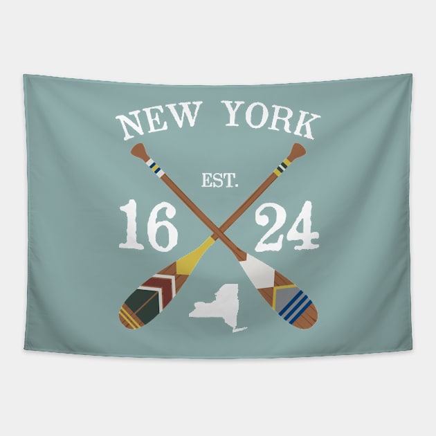 Paddle New York, NY Lake Life Painted Oars Tapestry by GreatLakesLocals