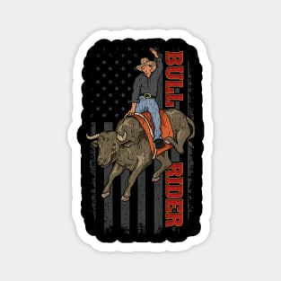 Vintage American Flag Bull Riding Gift Rodeo Bull Rider Magnet