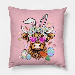 Highland Cow Easter Day Pillow