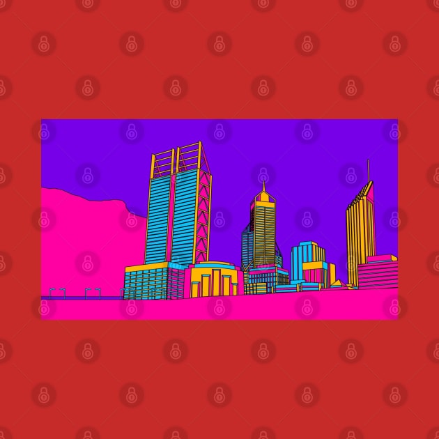 Purple Perth Skyline Pop Art Style by MOULE