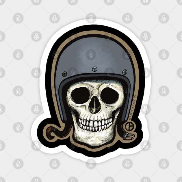 Skull Helmet Magnet by Art from the Blue Room