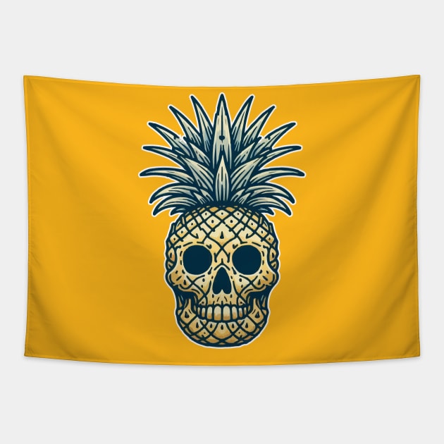 Skull Pineapple Tapestry by fikriamrullah