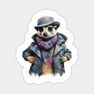 Meerkat wearing a jackets hat and a scarf Magnet