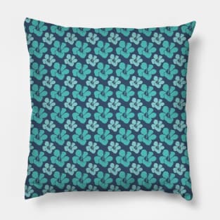 Botanic Floral Pattern Teal Blue Pastel Pillow