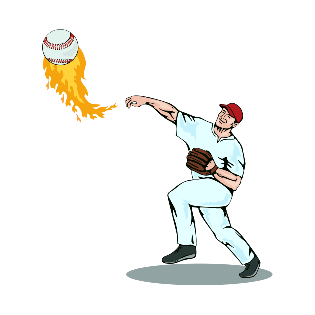 On Fire Baseball Pitcher by retrovectors