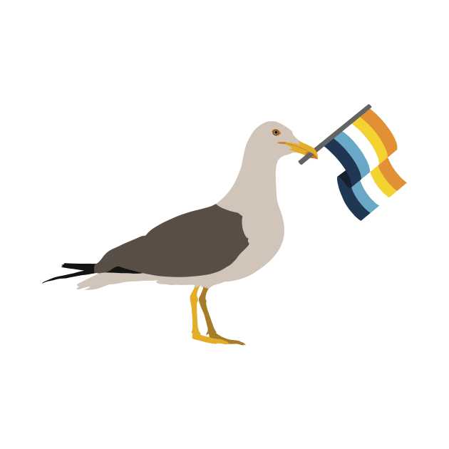 Seagull Holding Aroace Pride Flag by JustGottaDraw