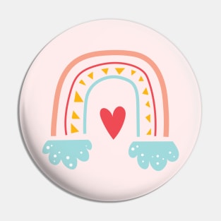 Rainbow Heart Design Pin