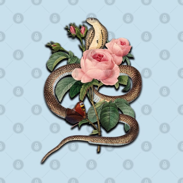 Vintage Cobra and Pink Roses by chimakingthings