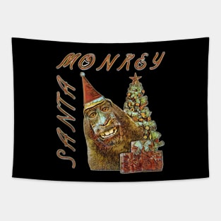 Santa Monky Christmas tree gift Tapestry