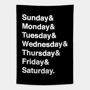 Days Of The Week List (White Text) Tapestry