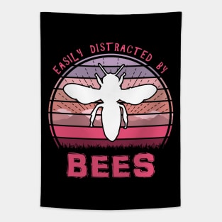 Easily Distracted By Bees Pink Sunset Tapestry