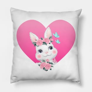 Bunny Rabbit Cute flower Pillow