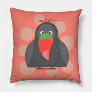 HAPPY TOUCAN Funny Cute Silly Cartoon Bird with Party Polka Dot Bubbles - UnBlink Studio by Jackie Tahara Pillow