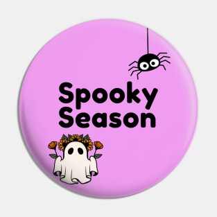 Spooky Season Halloween Fun Ghost and Spider Pin