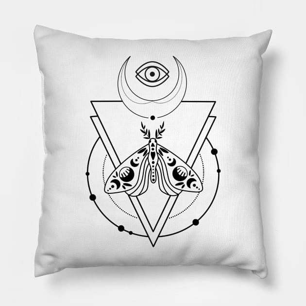 All seeing Moth of Sauron black Pillow by AustomeArtDesigns