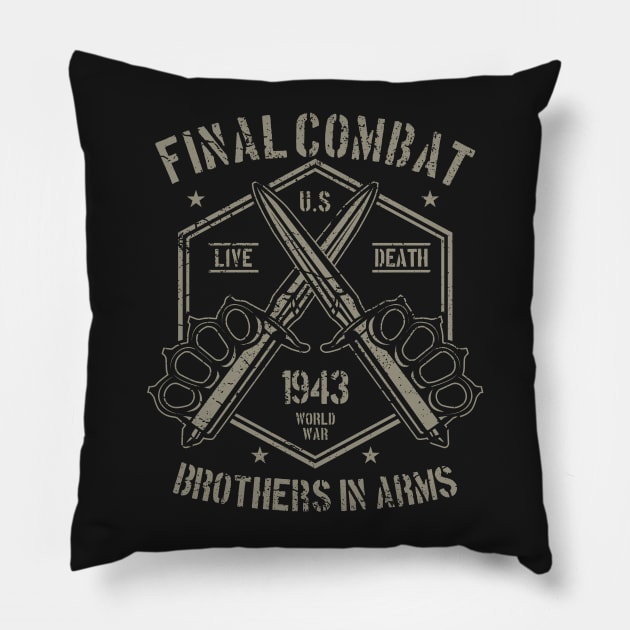 Final Combat Brothers In Arms U.S. 1943 Live Death World War Dagger Pillow by JakeRhodes